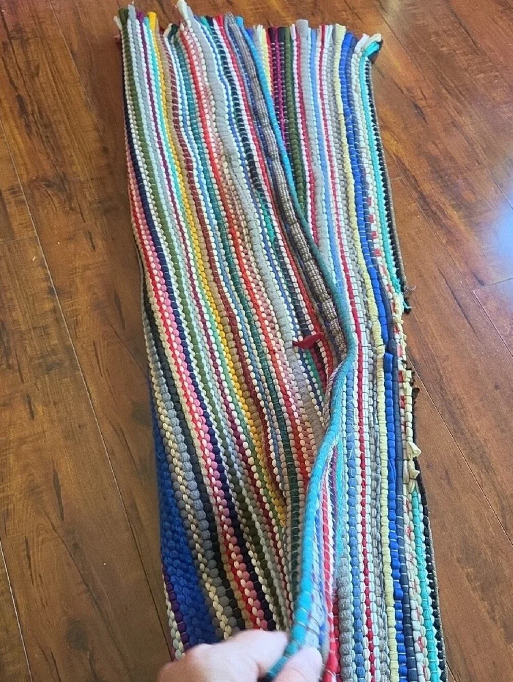 Multicolor Striped Woven Skirt - Vibrant Rainbow Stripes RAG RUG